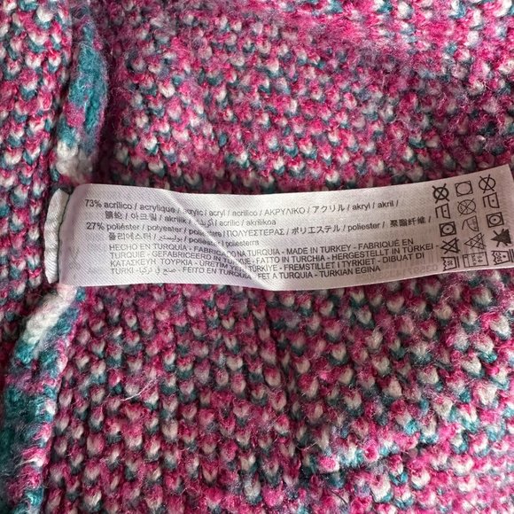 Zara Argyle Knit Jacquard Sweater Cardigan Round Neck Blue Color Sz S - Picture 7 of 8